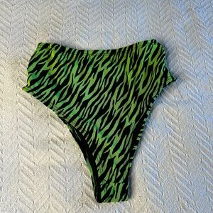 Green and Black Zebra Print High-Waisted Festival Bottom